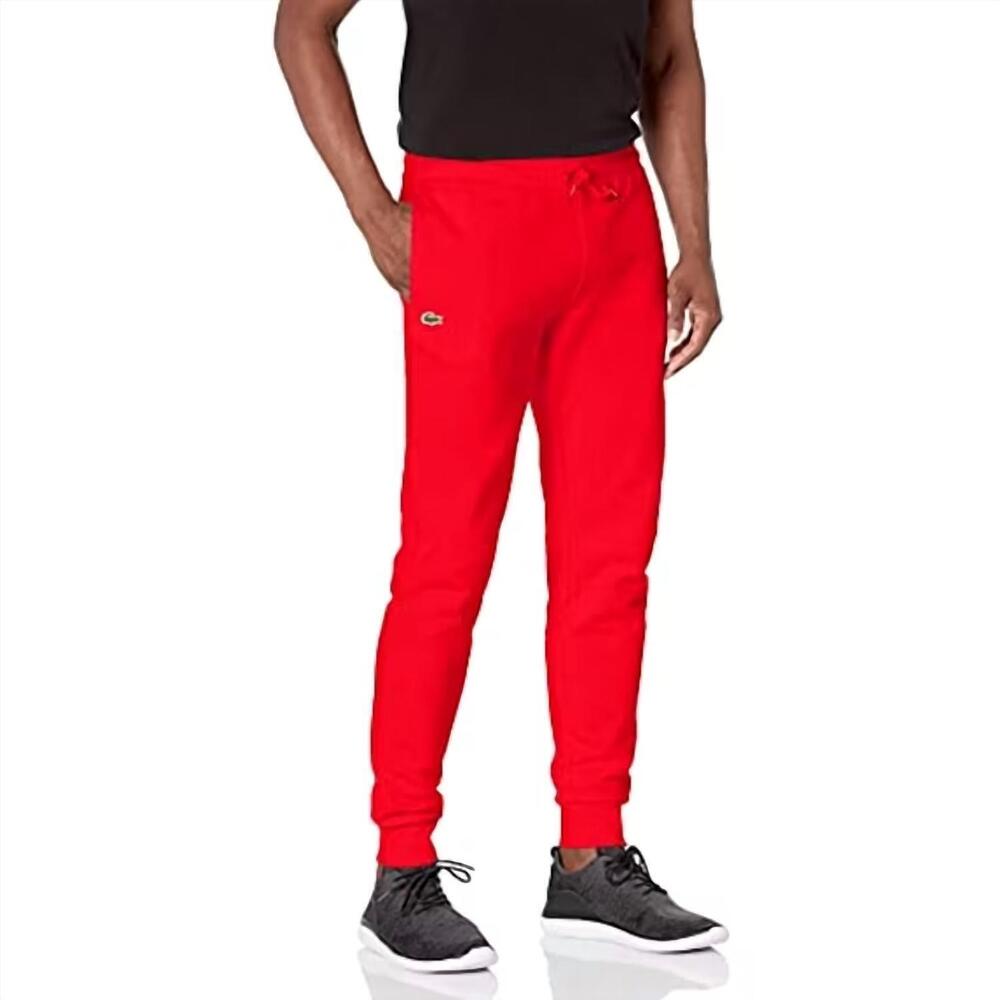 NEW LACOSTE sport fleece pants in red